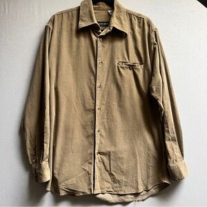 Gianni Brun Made in Italy Corduroy Button-Up Shirt Tan Brown Sz M